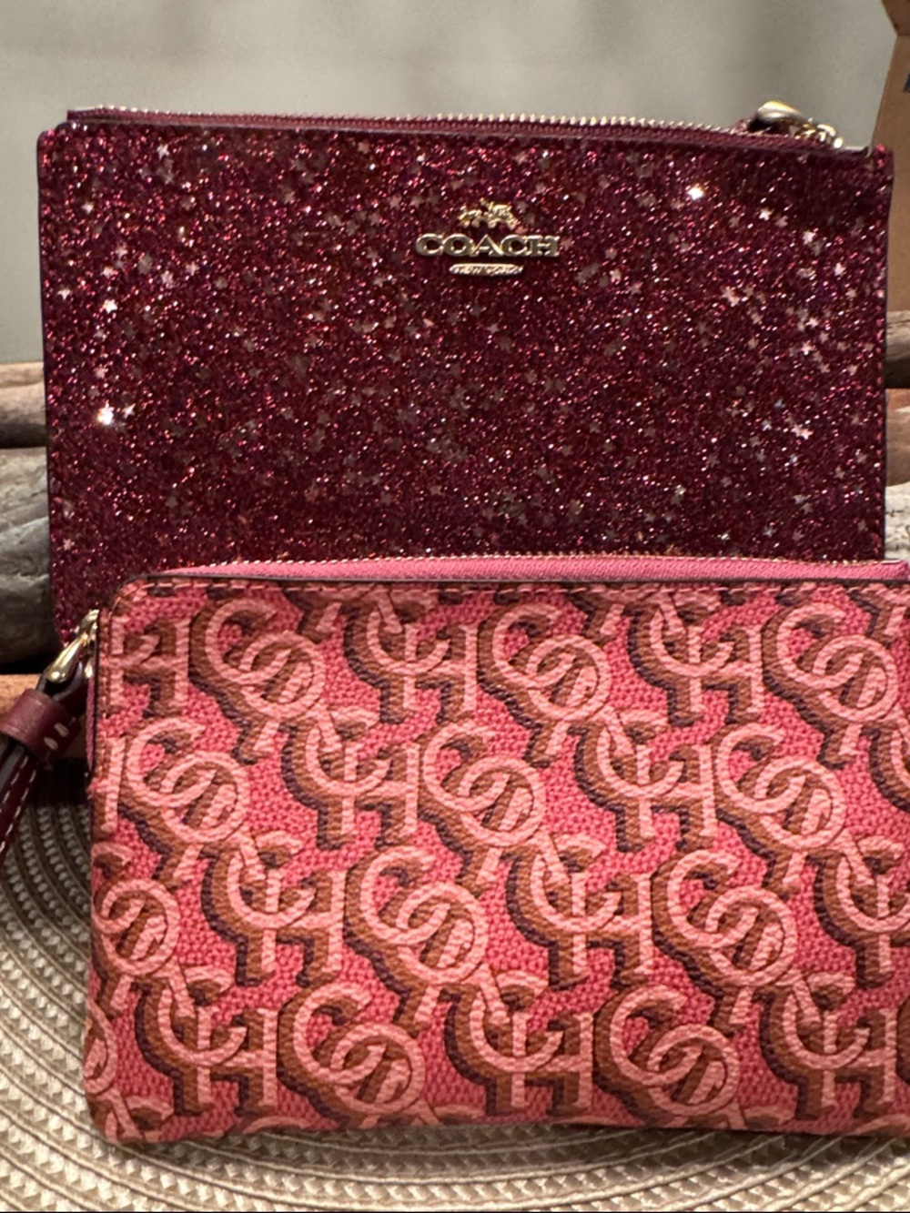 Coach Pink Glitter OR Pink Signature Monogram Wristlet -CHOOSE 1 - Picture 7 of 7